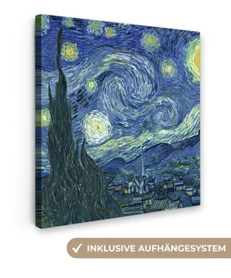 Obrázek produktu pro OneMillionCanvasses® - Obraz na plátně - Hvězdná noc - Malba - Staří mistři - Vincent van Gogh, nástěnná malba, nástěnné dekorace obrazy obývací pokoj, 50x50cm