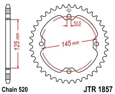 Immagine prodotto di Trasmissione posteriore a catena, 38 denti, compatibile con catene serie 520 BLK