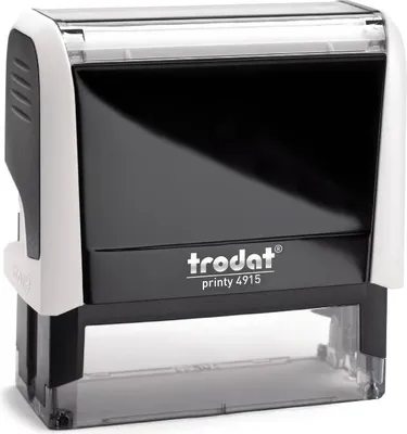 Produktbild von Trodat PRINTY 4915, max. 7zeilig, 70X25 mm, Gehäuse weiss, individuelle Stempelplatte mit Ihrem Wunschtext, Stempelkissen schwarz
