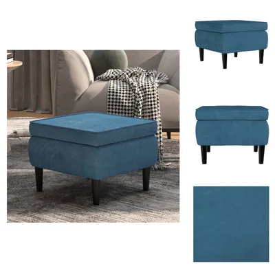 Produktbild von vidaXL Hocker mit Holzbeinen Blau Samt -  Klappstühle & Hocker
