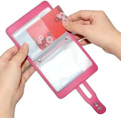 Produktbild von Kreditkartenetui für Damen und Herren mit 40 Kartenfächern, rosa – 40 vertikale Kartenfächer aus Kunstleder für Einkäufe, Reisen und Geschäftstermine