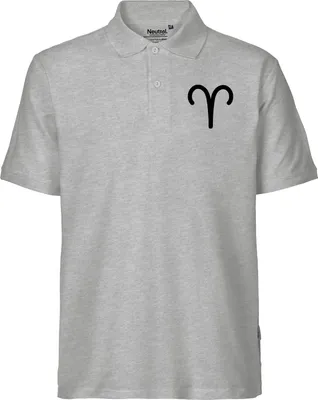 Produktbild von Huuraa Herren Polo Shirt Widder Sternzeichen Zeichen S Sport Grey Bio Baumwolle Fairtrade Poloshirt Geschenkidee