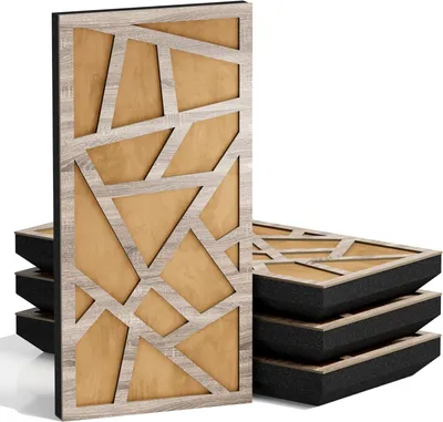 Produktbild von 10er-Set Schmale Akustikpaneele SKYROSS-F Samt 50x25 cm, Sonoma/Gold