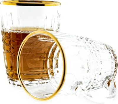 Produktbild von Sunay 6er Gläser-Set mit Henkel Gold Umrandung 203 ml Transparent mit Muster