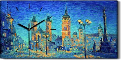 Produktbild von Dekor Leinwand Uhr Wandbilder Geräuschlos Kunstdruck 60x30 Alt Stadt - schwarze Hände