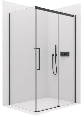 Obrázek produktu pro Sprchový kout Lantono L/P - 8 mm - Soft-Close - černá matná, transparentní sklo - 120x90x195 cm - posuvný