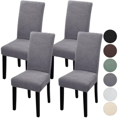Productafbeelding van Stoelhoesjes, set van 4, universele stretch stoelhoesjes, moderne stoelhoesjes, elastisch, afneembaar, wasbaar, geschikt voor eetkamerstoelen en schommelstoelen.