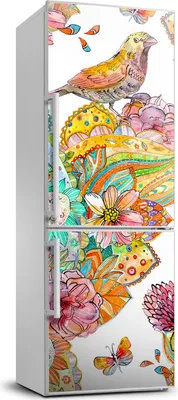 Immagine prodotto di Decorazione per frigorifero Tulup - 70x190 cm - Adesivo per frigorifero - Farfalle e fiori