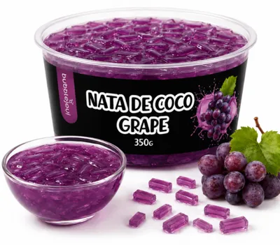 Imagen del producto de BubbleJoy, Nata de Coco Traube, 350 g. Cubos de gel de coco para bubble tea (té de burbujas)
