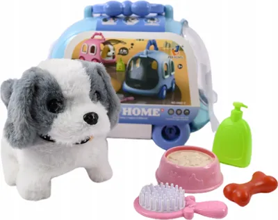 Produktbild von Interaktiver Plüschhund mit Transportbox & Pflegeset - Läuft & Bellt - Kinder Spielzeug