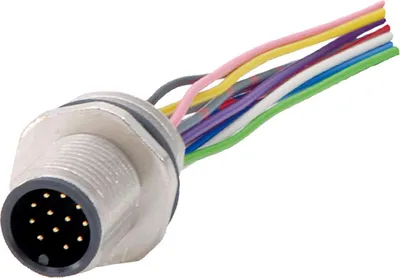Productafbeelding van M12 rechte connector, mannelijk, 12-polig, voorpaneelmontage, geschikt voor draden van 0,14 mm² (AWG26), lengte 200,0 mm - 1 stuk