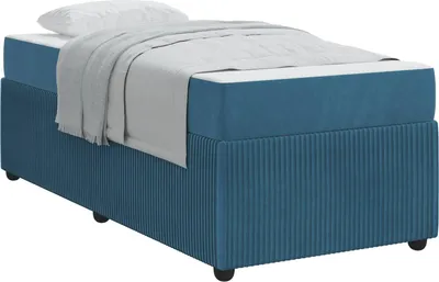 Produktbild von Bettrahmen mit Matratze Blau 100 x 200 cm Stoff