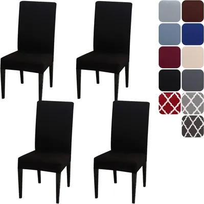 Produktbild von OKWISH Stuhlhusse Stretch, Stuhlhussen 4er pack, Universal Stretch Moderne Einfarbig Stuhlbezug Esszimmer Stuhl Hussen, Schwarz