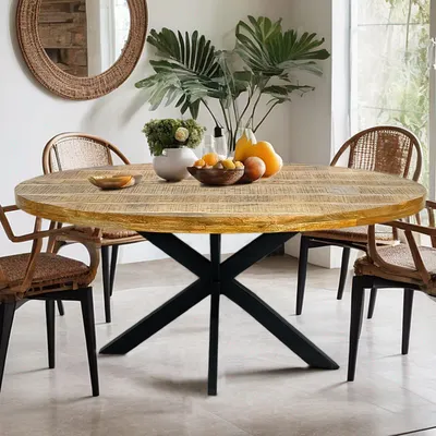 Immagine prodotto di Tavolo da pranzo ovale 190x100cm Tavolo da sala da pranzo Liverpool in legno massiccio di mango stabile