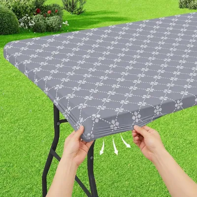 Produktbild von Abwaschbare Rechteckige Tischdecke mit Gummizug 75x183cm Grau