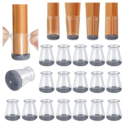 Produktbild von Stuhlgleiter Stuhlfußkappen Silikon - Transparent - 13 bis 22,9 mm - 32 Stück - Rund und eckig