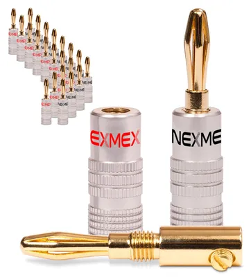 Produktbild von 24x Bananenstecker NEXMEX 24K vergoldet High End Stecker Banana Kabel bis 6mm²