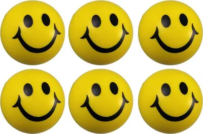 Produktbild von 6 x Oblique Unique Smiley Knautschball Antistressball Softball Schaumstoff Ball gelb