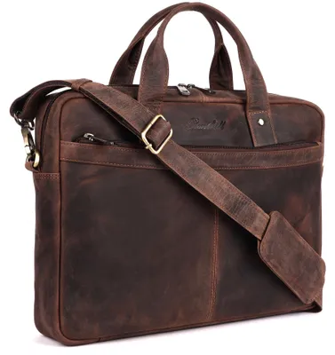 Produktbild von Benthill Laptoptasche Echt Leder I Aktentasche für Laptop I Umhängetasche für Notebook I Damen und Herren Tasche I Echtleder Notebooktasche
