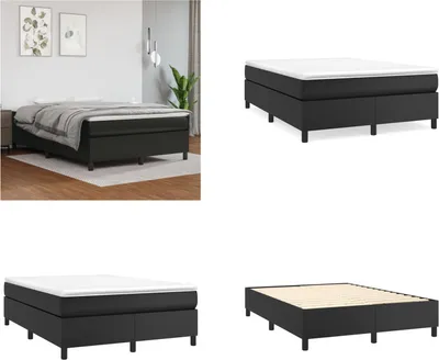 Produktbild von vidaXL Boxspringbett Schwarz 140x200 cm Kunstleder - Boxspringbett - Boxspringbetten - Bett - Schlafzimmermöbel