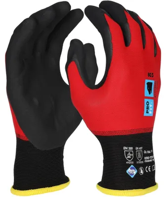 Nitril Handschuhe, "Tactus",rot/schwarz, 18 Gauge 9 (Packung à 12 Paar)