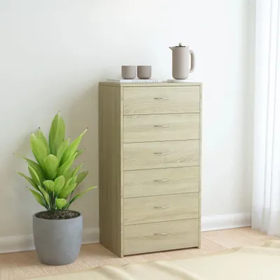 Zdjęcie produktu dla vidaXL Kredens 6 szuflad dąb sonoma 50x34x96 cm Materiał drewnopochodny