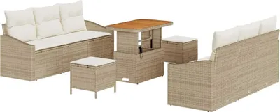 Produktbild von vidaXL Gartensofa-set 9 stk. Beige Poly-Rattan