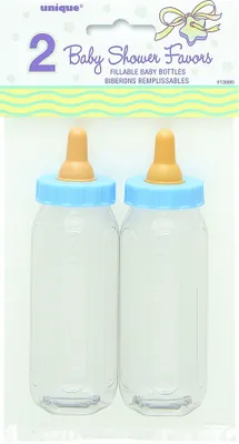 Produktbild von Favours Babyfläschchen Blau 2 Stückk Babyparty Dekoration für Jungs