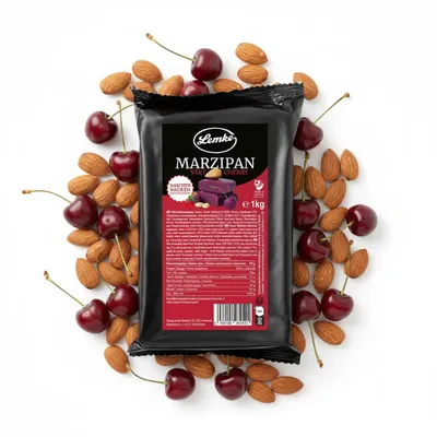 Obrázek produktu pro Lemke Fine Berlin Marcipán - Velmi třešňový, 1kg| Marcipán s třešňovou příchutí, veganský