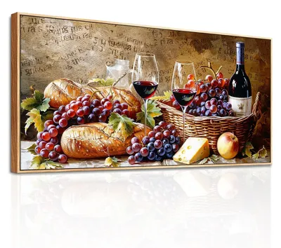 Zdjęcie produktu dla Omgoods - Dekoracja ścienna z płótna, styl vintage, kuchnia - Obraz przedstawiający czerwone wino, 50x100 cm