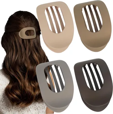 Imagen del producto de Horquillas marrones mate, 4 unidades, planas, curvadas, para cabello fino y grueso