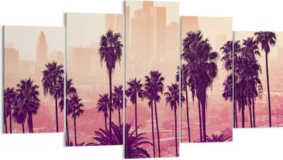 Produktbild von Bild auf Leinwand - Leinwandbild - 5 Teile - Elche Angeles Palmen - 160x85cm - Wand Bild - Wanddeko - Wandbilder - Leinwanddruck - Bilder - Wanddekoration - Leinwand bilder - Wandbild - EA160x85-4285
