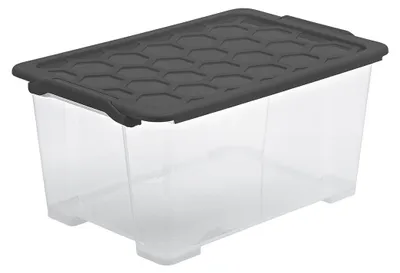 Produktbild von Rotho Aufbewahrungsbox 44L Evo Safe Keeping - Kunststoffbox 59,0 x 39,5 x 28,0 cm - Stapelbox mit Deckel - Lagerbox Kiste sicher verschliessbar