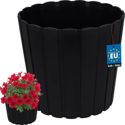 Produktbild von KOTARBAU® Blumentopf Pflanzkübel ⌀ 29 cm H: 27 cm Anthrazit Kunststoff Pflanztopf für Zimmerplanzen Blumentöpfe Groß Außen Übertopf Balkon Dekorativ
