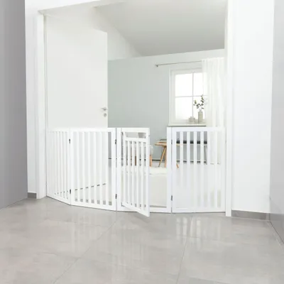 Produktbild von TRIXIE Hunde-Absperrgitter mit Tür, 4-teilig - weiß - 60–160 × 81 cm