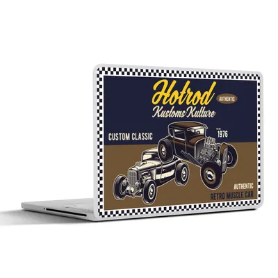 Produktbild von MuchoWow® Laptop Aufkleber Sticker Cover Mancave - Auto - Retro - Blau - Braun 36.5x27.5 cm - Laptop-Sticker