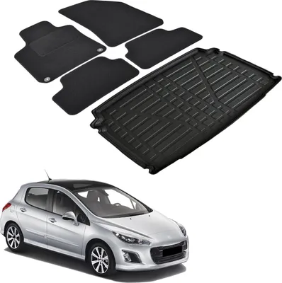 Produktbild von Kofferraumwanne Fußmatten Set Für Peugeot 308 2014-2021 Schrägheck, Genaue Passform