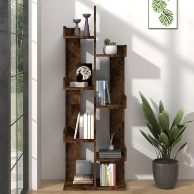 Produktbild von vidaXL Bücherschrank 48x25,5x140 cm Räuchereiche Holzwerkstoff - Bücherschrank - Bücherschränke - Bücherregal - Buchorganisator