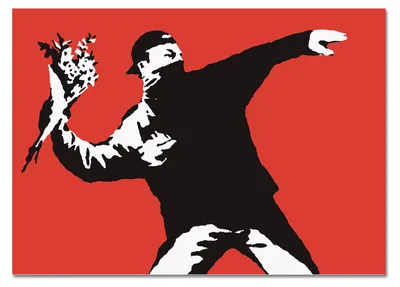 Produktbild von Giallobus - Roter Blumenkrug - Banksy - 50L x 35B cm - Bild - Acrylglas