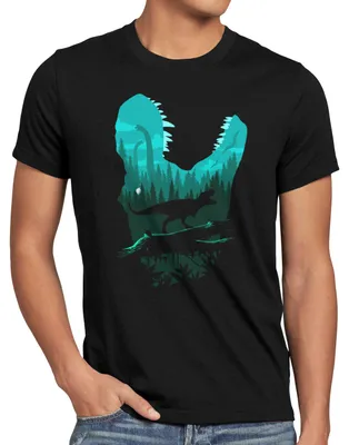 Produktbild von Herren T-Shirt aus Baumwolle mit T-Rex Dinosaurier-Motiv im Vintage-Stil