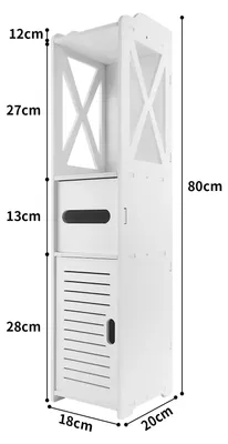 Immagine prodotto di Mobile portaoggetti per il bagno, design impermeabile, struttura salvaspazio, BIANCO