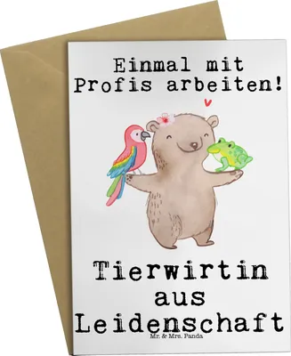 Produktbild von Mr. & Mrs. Panda Grußkarte Tierwirtin Leidenschaft - Weiß - Geschenk, Witzig, Bauernhof, weihnachtskarten, kommunionskarte, Grußkarten, Spruch, einladungskarten, Farmerin