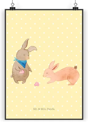 Produktbild von Mr. & Mrs. Panda Bild Hasen Muschel DIN A3 - Gelb Pastell - Geschenk, Urlaub, kunstdruck poster, Freundinnen, Freundin, Muscheln, Wanddekoration, Muttertag, Wandbild