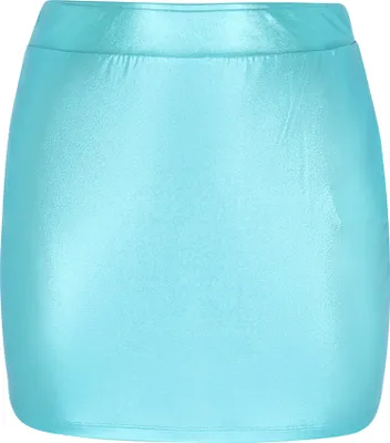 Produktbild von Damen Rock mit hohem Bund und schimmerndem Metallic-Effekt, Farbe Aqua, Größe XS
