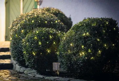 Image de Guirlande lumineuse solaire à LED "Outdoor" 20m avec 200 LED, blanc chaud, minuterie, 8 fonctions, jardin éclairage du sapin de Noël
