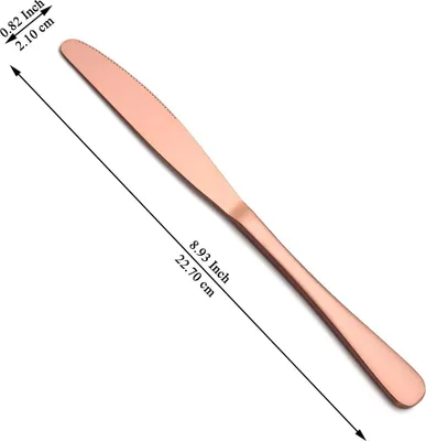Produktbild von Roségoldenes Tischmesser, 12-teilig, roségoldene Titanbeschichtung Edelstahl Steakmesserset, Buttermesserset, Besteckset, spülmaschinenfest