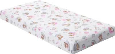 Produktbild von VankúšPrim Hypoalergénne bavlnené prestieradlo do detskej postieľky s elastickým pásom pre matrace 120x60 cm pre hrúbku 10 cm Biele so spiacim medveďom