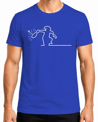 Imagen del producto de Camiseta para hombre con diseño de la línea Balum, estilo dibujo animado "Strichmännchen", diseño de Osvaldo Cavandoli, color azul, talla S