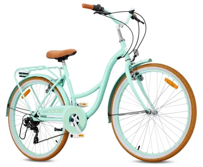Produktbild von SUN BABY Heart Bike Mädchenfahrrad 26 Zoll, Shimano 7 Gänge Fahrrad für Mädchen V-Brake, Gepäckträger, Reflektoren (grün, 26 Zoll)