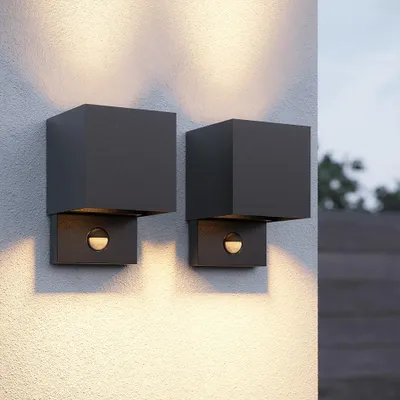 Produktbild von hoftronic LED-Wandleuchte Kansas 7W 3000K IP65 Schwarz Sensor